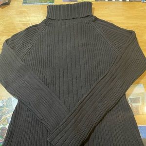 Black ribbed turtleneck sweater